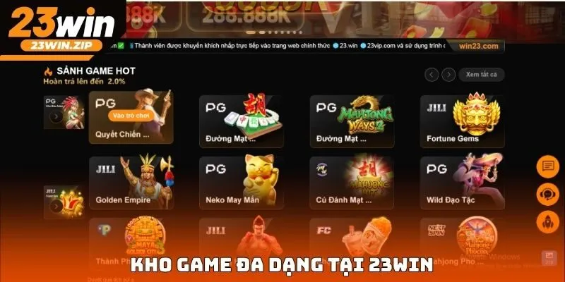 Kho game đa dạng tại 23win
