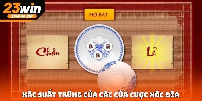 Xác suất trúng của các cửa cược xóc đĩa